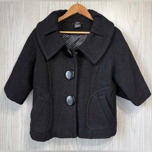 Luii Black Wool Blend Pea Coat Size S